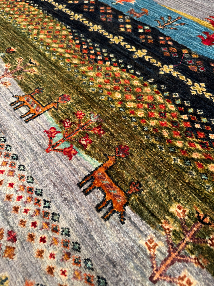 Khorjin Hayat Ağacı Orijinal El Dokuması Multi Kök Boya Yün Halı 121x166 2.01 Metrekare - 4x6 ft