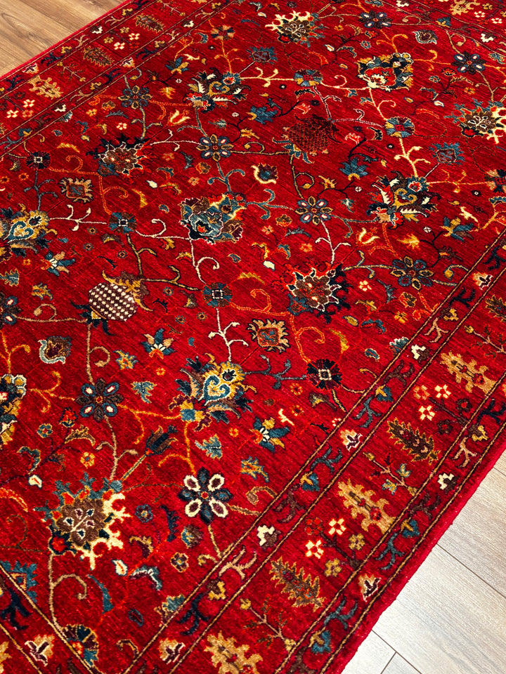 Sultani Binbirgece Orijinal El Dokuması Kırmızı Kök Boya Yün Halı 166x239 3.97 Metrekare - 5x8 ft