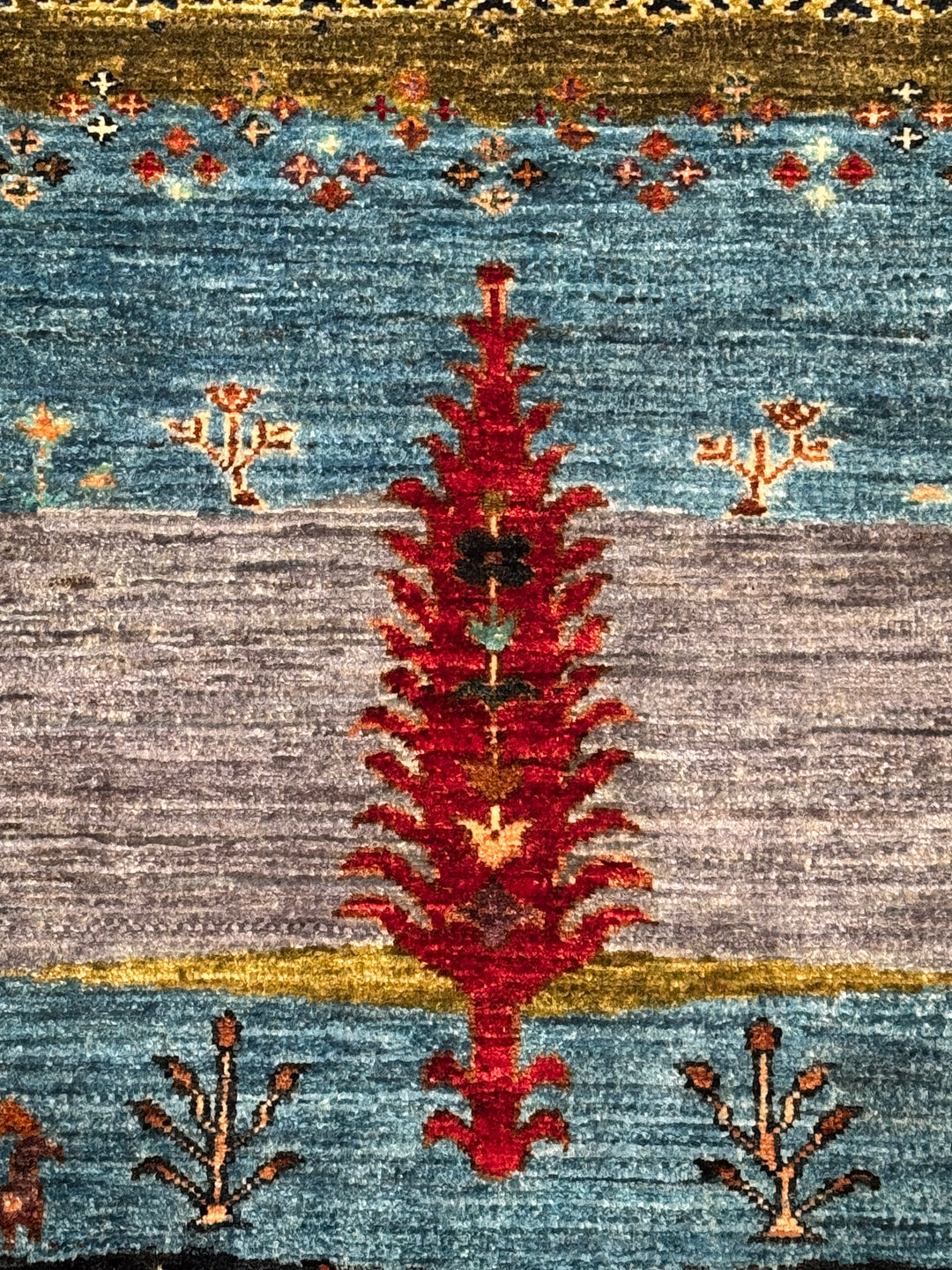 Khorjin Hayat Ağacı Orijinal El Dokuması Multi Kök Boya Yün Halı 121x166 2.01 Metrekare - 4x6 ft