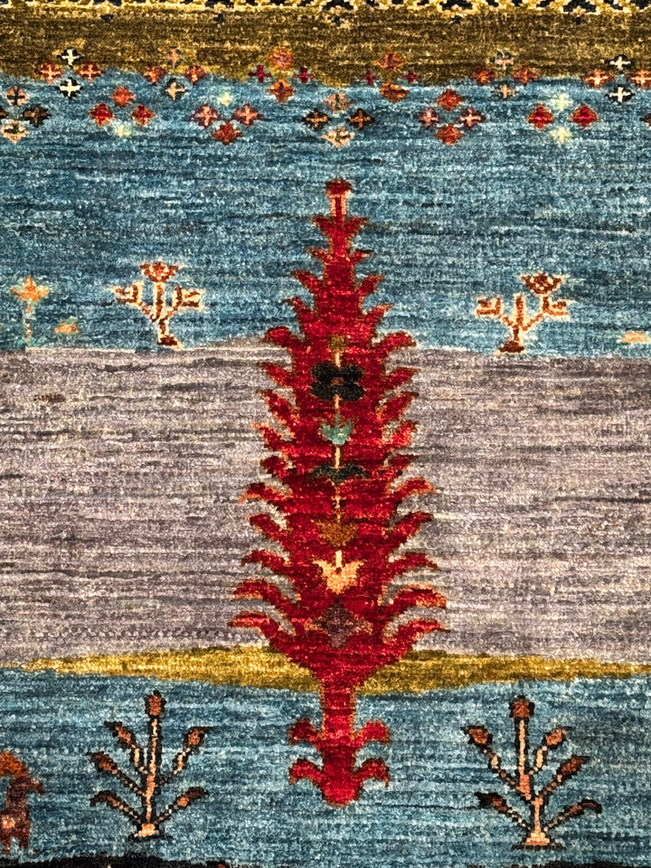 Khorjin Hayat Ağacı Orijinal El Dokuması Multi Kök Boya Yün Halı 121x166 2.01 Metrekare - 4x6 ft
