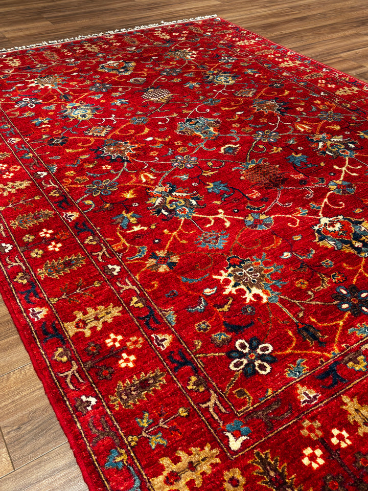 Sultani Binbirgece Orijinal El Dokuması Kırmızı Kök Boya Yün Halı 166x239 3.97 Metrekare - 5x8 ft