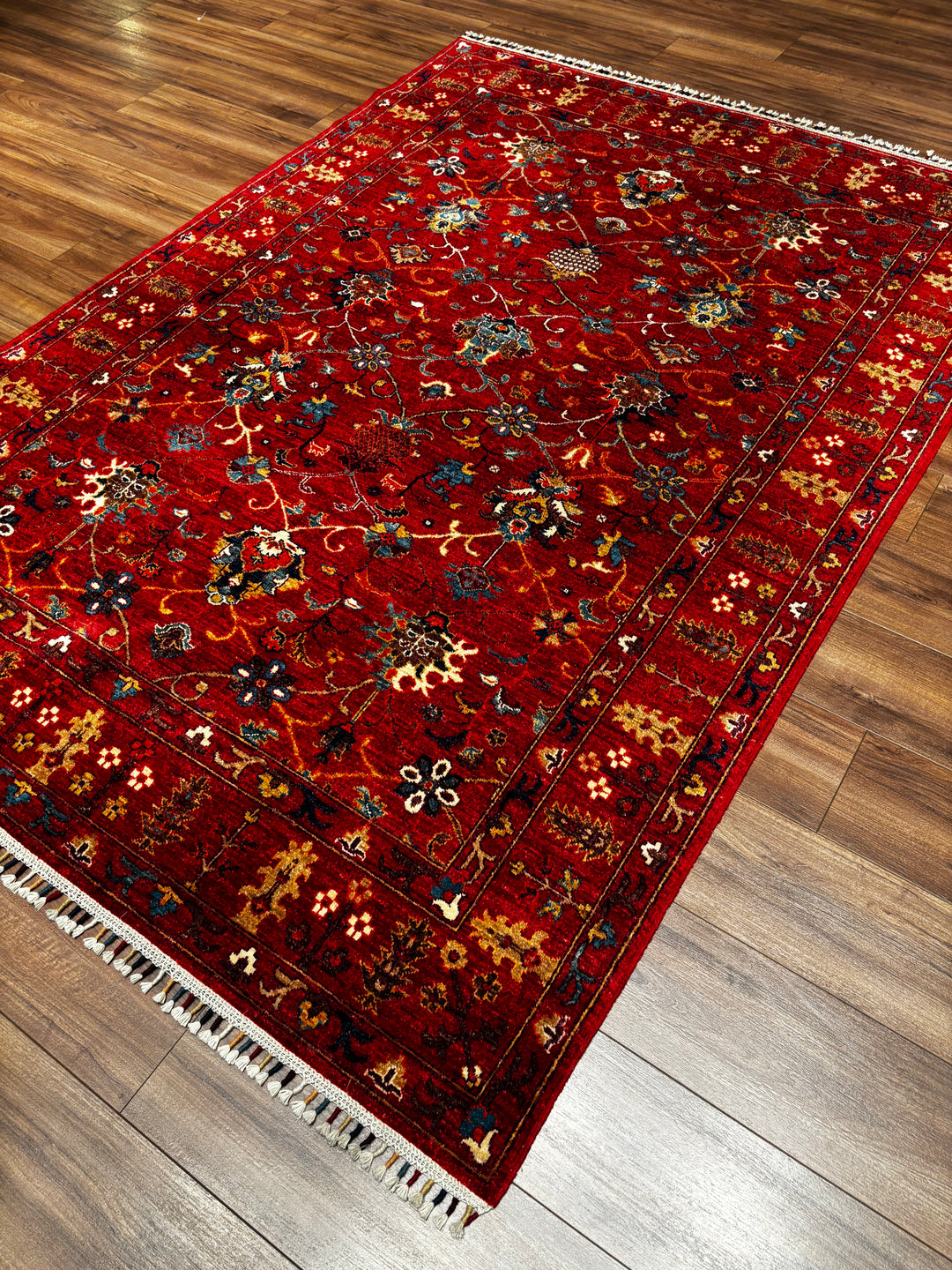 Sultani Binbirgece Orijinal El Dokuması Kırmızı Kök Boya Yün Halı 166x239 3.97 Metrekare - 5x8 ft