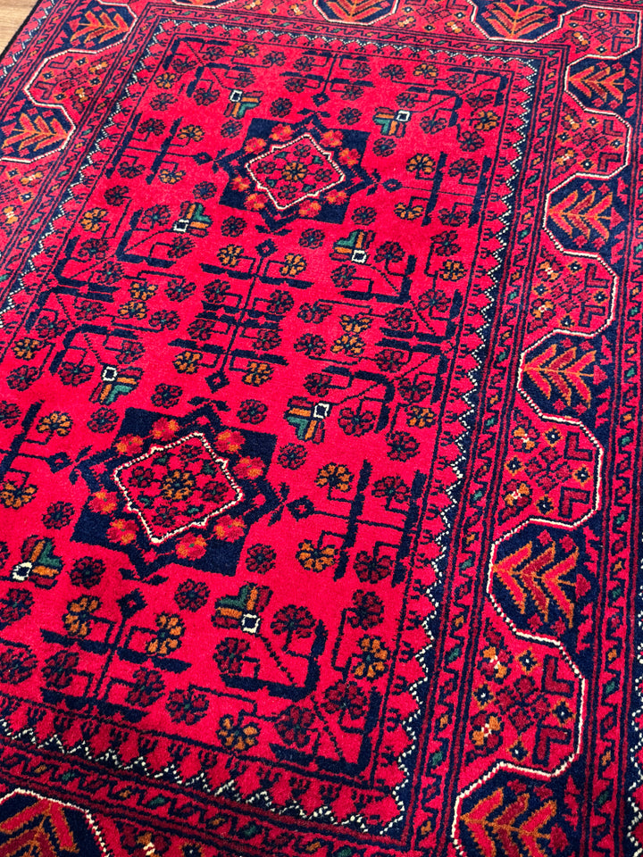 Afghan Carpet Hamyap Original Hand Woven Vegetable Dyed Wool 0.81x120 0.97 Square Meters - 3x5 ft