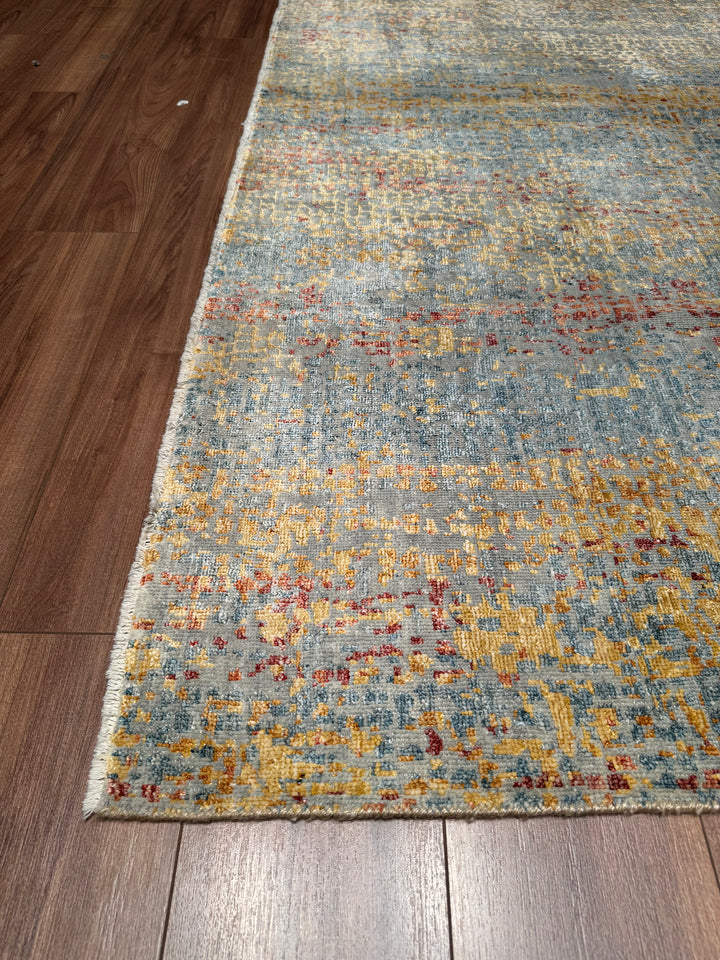 Mosaic Tiles Original Hand Woven Multi Wool Bamboo Carpet 245x300 7.35 Square Meters - 8x10 ft