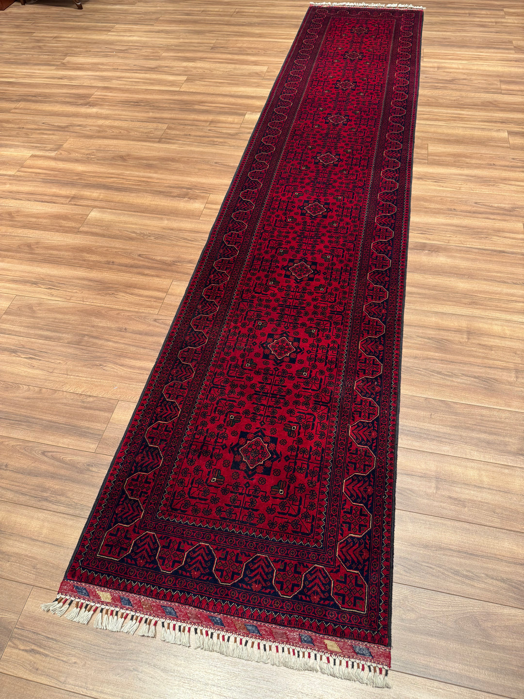 Afgan Halısı Yolluk Bilcik Orijinal El Dokuması Kök Boya Yün 0.81x406 3.29 Metrekare - 2x13 ft