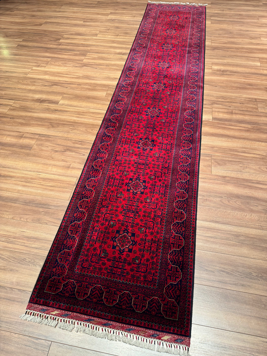 Afgan Halısı Yolluk Bilcik Orijinal El Dokuması Kök Boya Yün 0.81x406 3.29 Metrekare - 2x13 ft