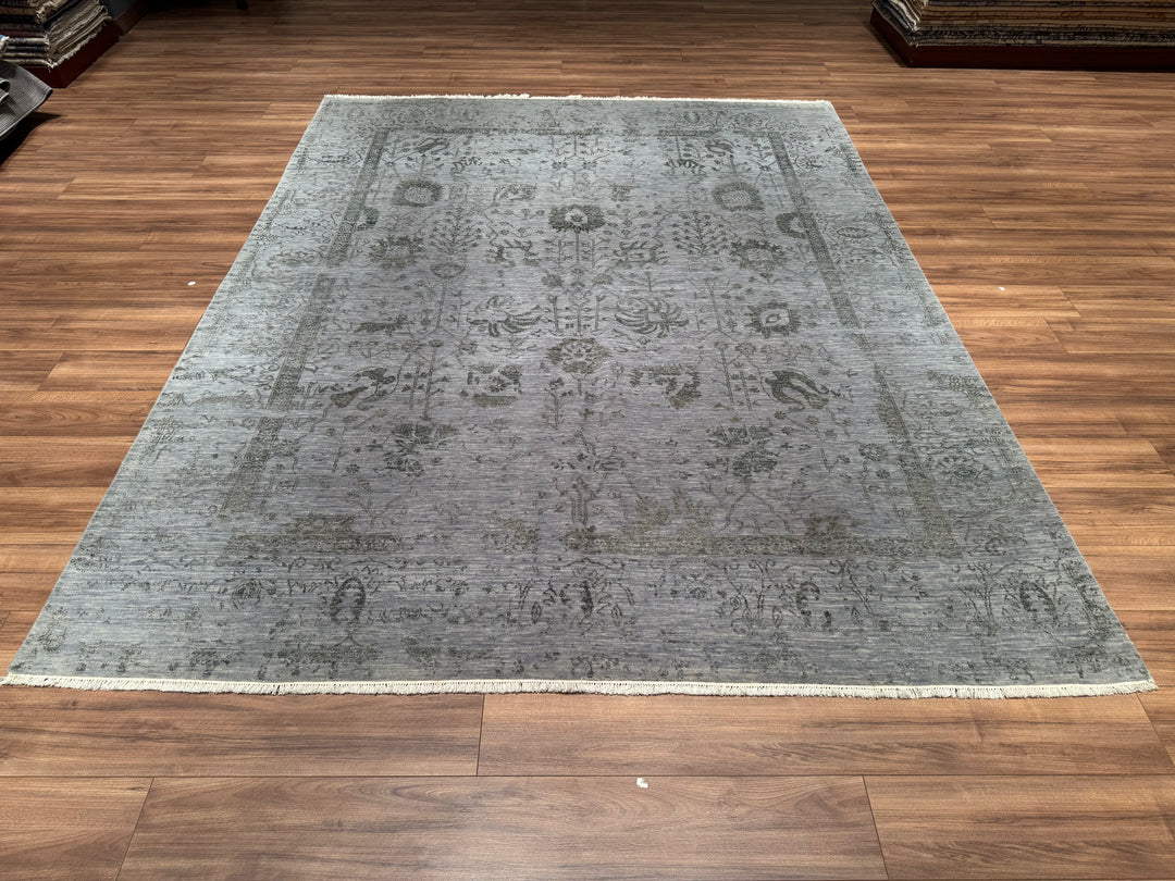 New Diamond Orjinal El Dokuması Gri Yün Bambu Halı 243x306 7.44 Metrekare - 8x10 ft