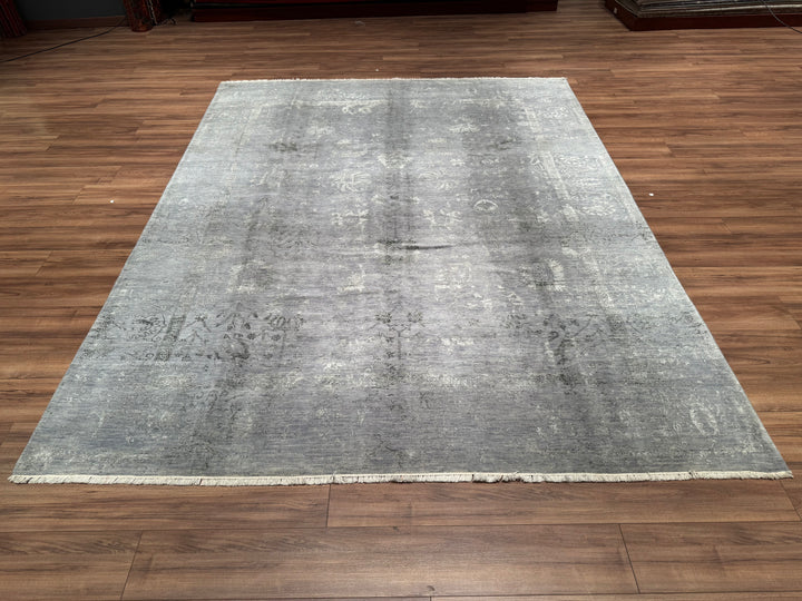 New Diamond Original Hand Woven Gray Wool Bamboo Carpet 243x306 7.44 Square Meters - 8x10 ft