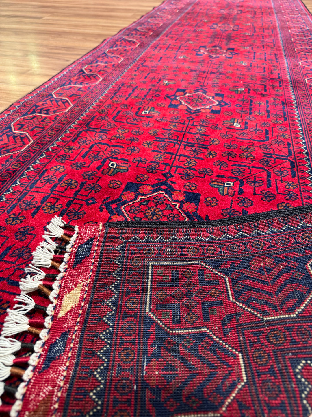 Afgan Halısı Yolluk Bilcik Orijinal El Dokuması Kök Boya Yün 0.81x406 3.29 Metrekare - 2x13 ft