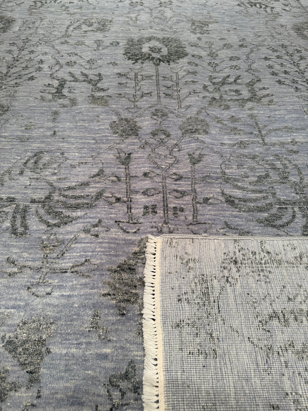 New Diamond Original Hand Woven Gray Wool Bamboo Carpet 243x306 7.44 Square Meters - 8x10 ft