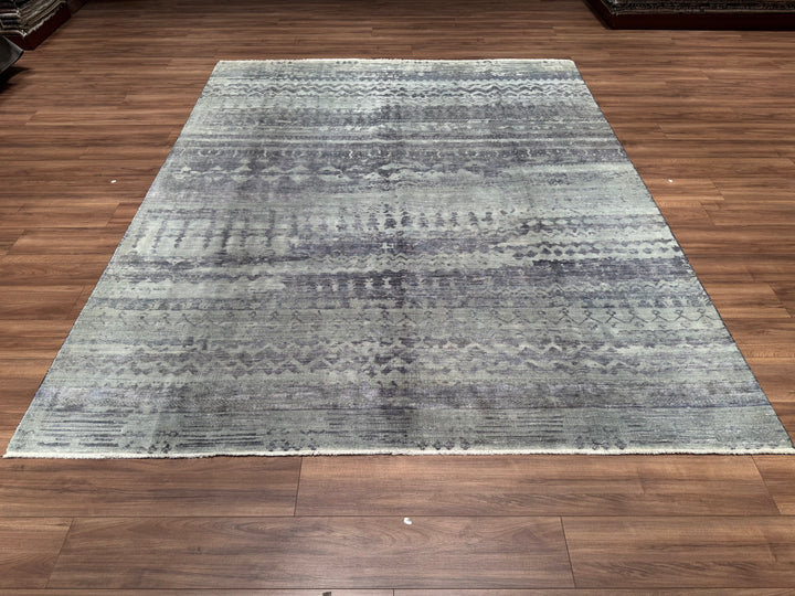 New Diamond Original Hand Woven Gray Wool Bamboo Carpet 243x299 7.27 Square Meters - 8x10 ft