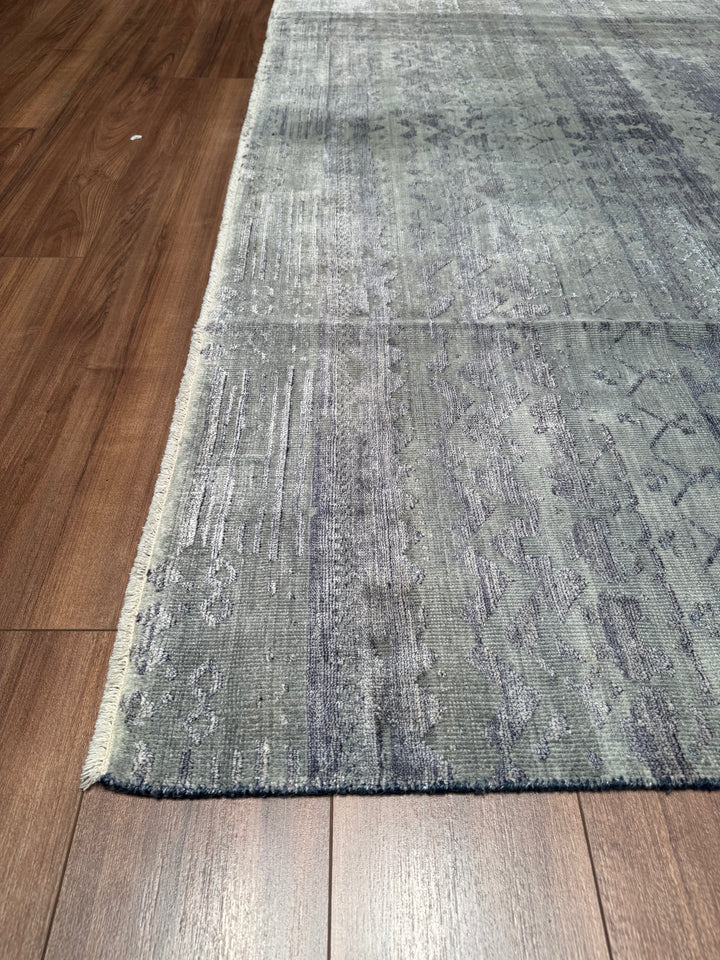 New Diamond Original Hand Woven Gray Wool Bamboo Carpet 243x299 7.27 Square Meters - 8x10 ft