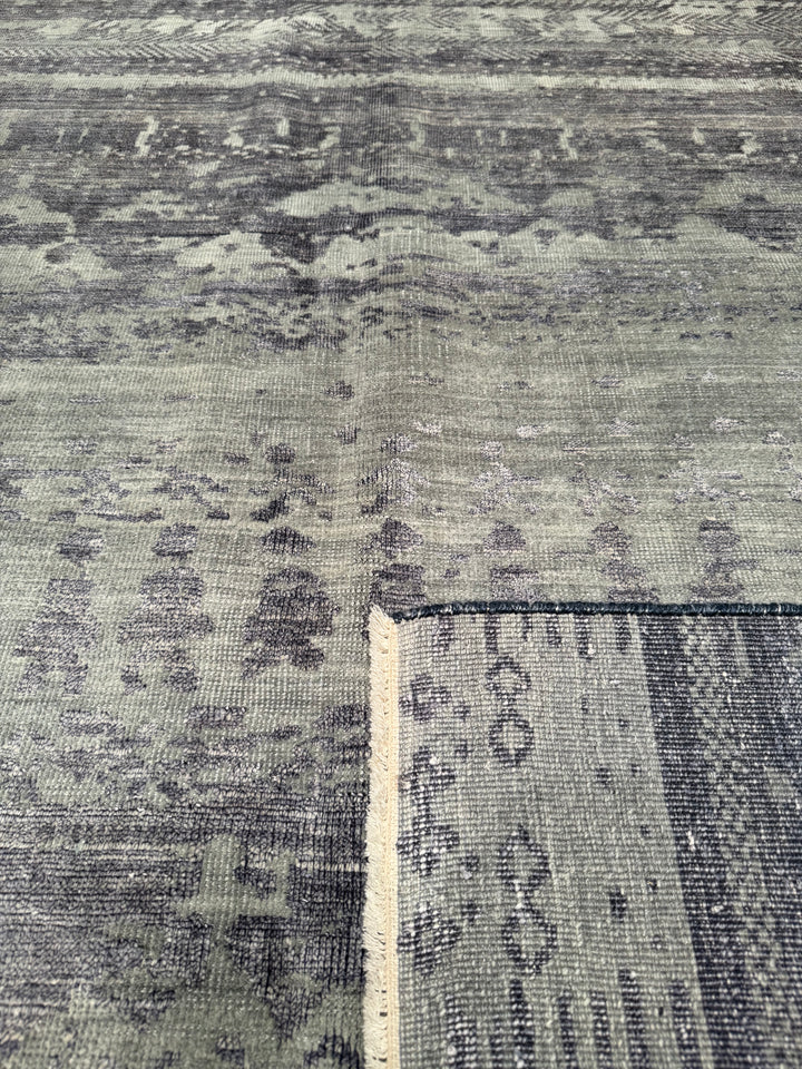 New Diamond Original Hand Woven Gray Wool Bamboo Carpet 243x299 7.27 Square Meters - 8x10 ft