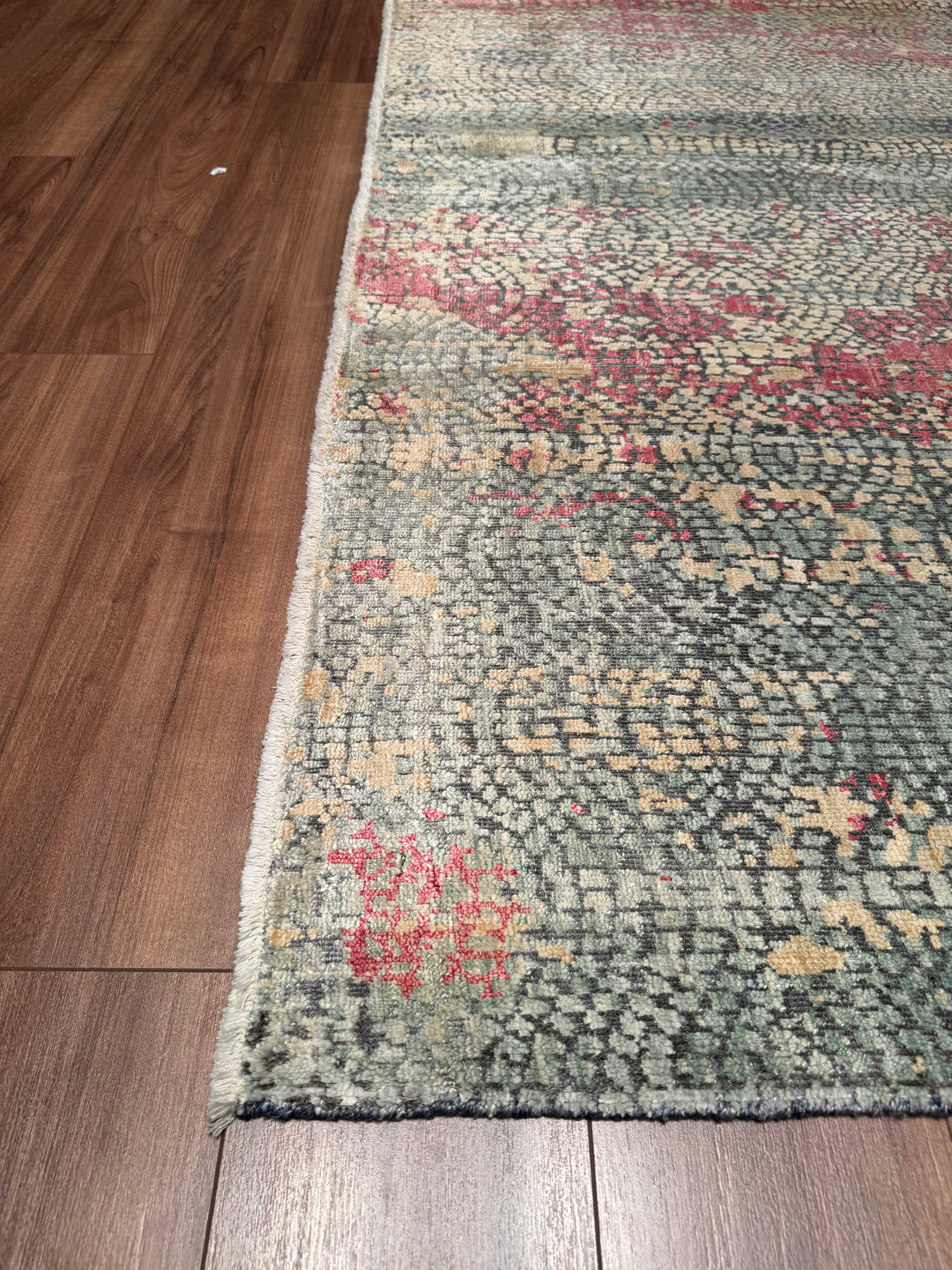 Mosaic Tiles Original Hand Woven Multi Wool Bamboo Carpet 243x305 7.38 Square Meters - 8x10 ft