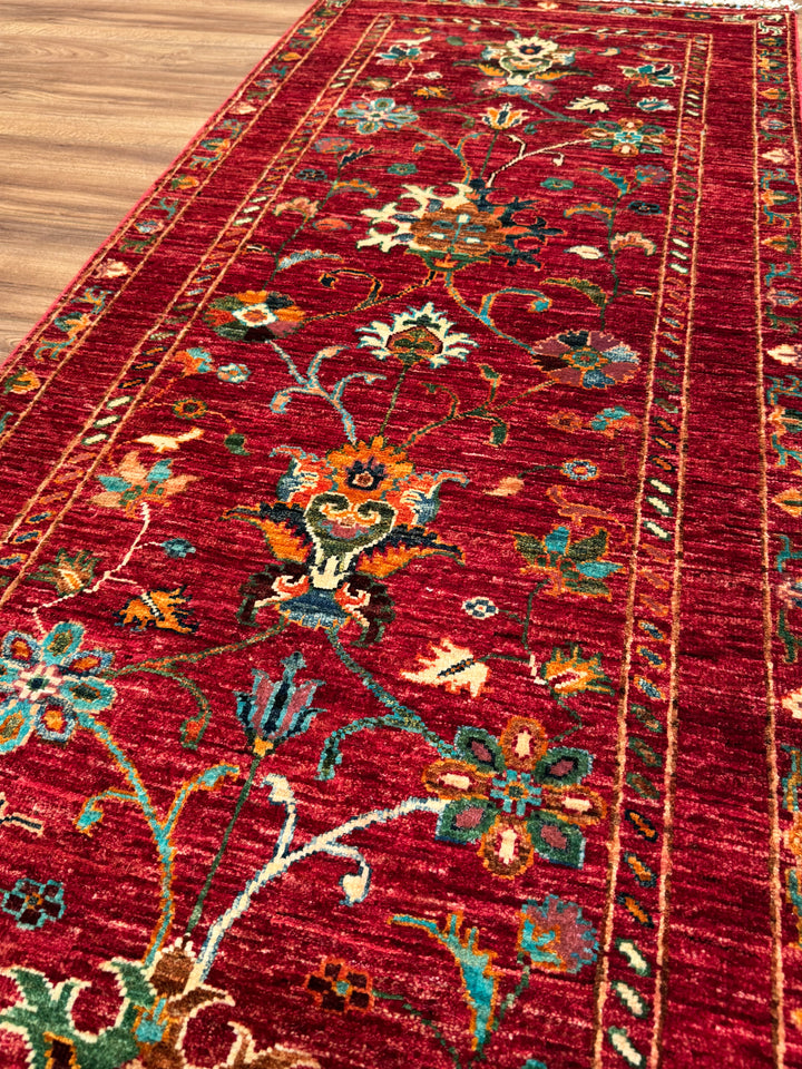Sultani Binbirgece Yolluk Orijinal El Dokuması Kırmızı Kök Boya Yün Halı 0.75x199 1.49 Metrekare - 3x6 ft