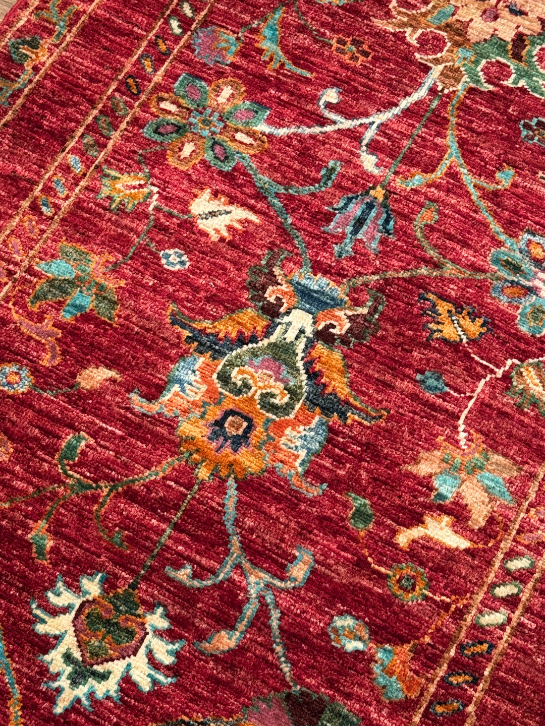 Sultani Binbirgece Yolluk Orijinal El Dokuması Kırmızı Kök Boya Yün Halı 0.75x199 1.49 Metrekare - 3x6 ft