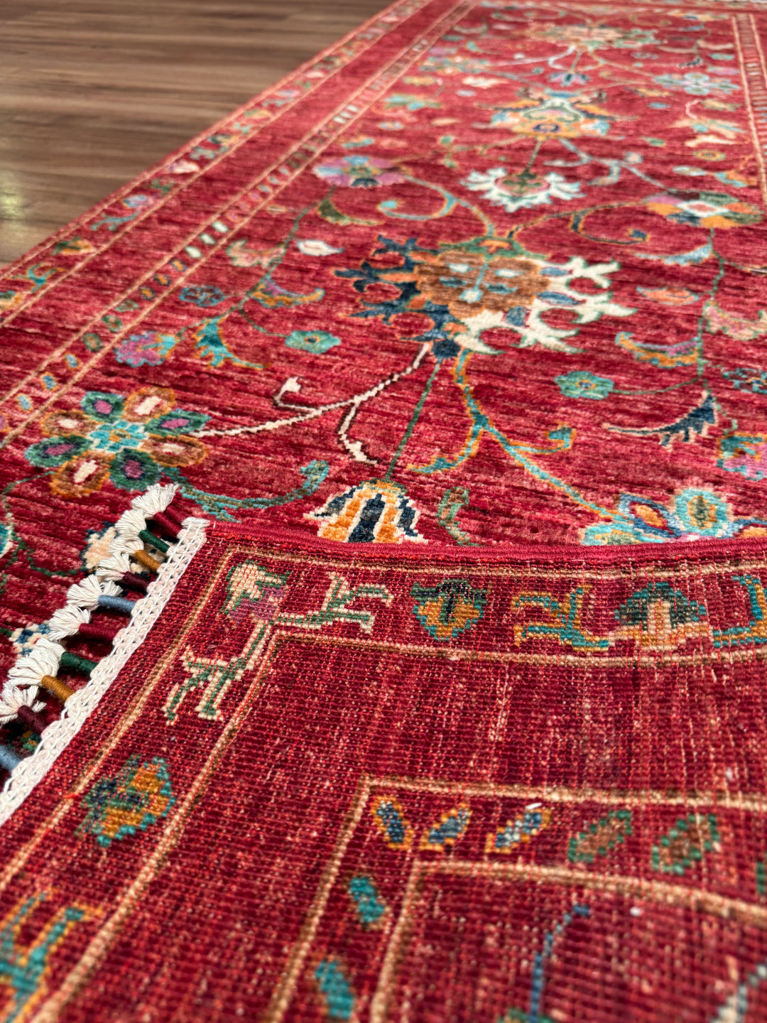 Sultani Binbirgece Yolluk Orijinal El Dokuması Kırmızı Kök Boya Yün Halı 0.75x199 1.49 Metrekare - 3x6 ft