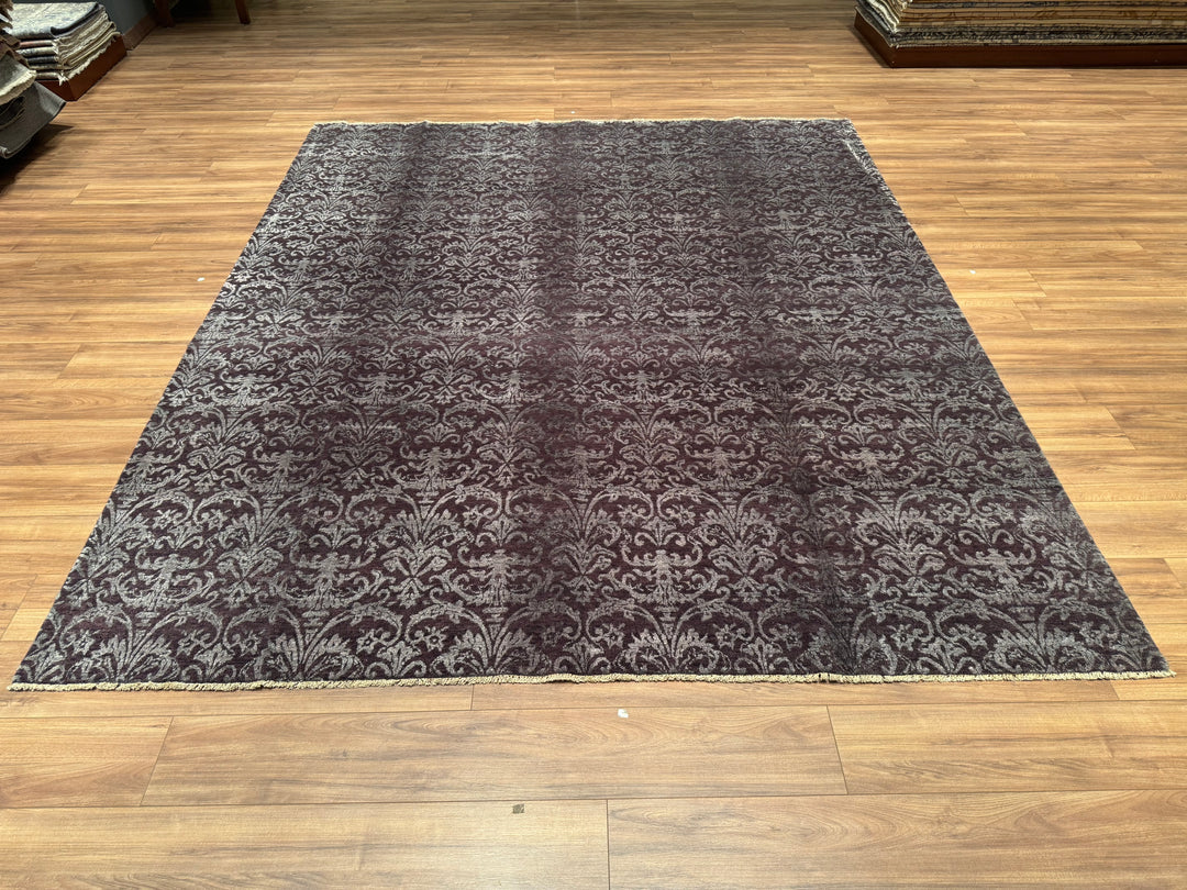 Fendi Original Hand Woven Anthracite Wool Bamboo Carpet 257x300 7.71 Square Meters - 8x10 ft