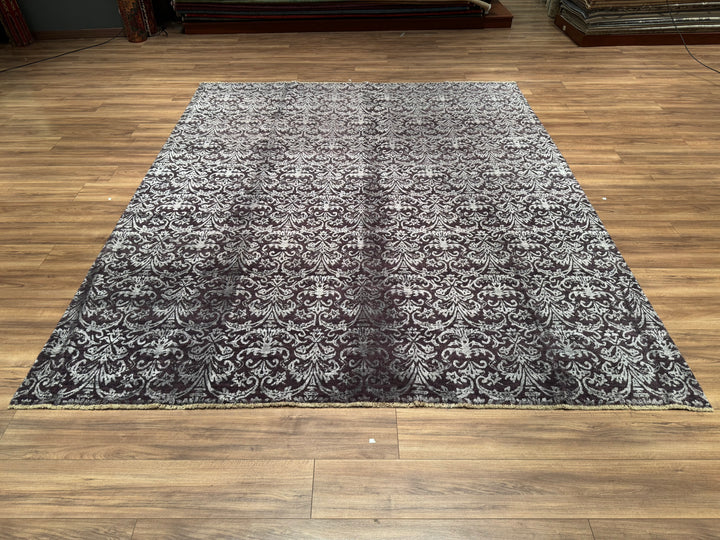 Fendi Original Hand Woven Anthracite Wool Bamboo Carpet 257x300 7.71 Square Meters - 8x10 ft