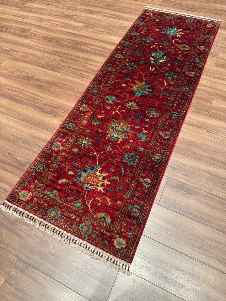 Sultani Binbirgece Yolluk Orijinal El Dokuması Kırmızı Kök Boya Yün Halı 0.81x238 1.93 Metrekare - 3x6 ft