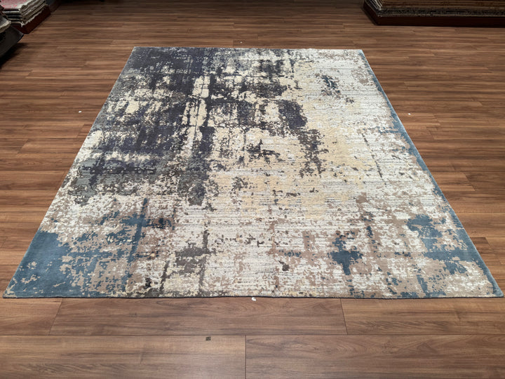 New Diamond Original Hand Woven Silver Blue Wool Bamboo Carpet 250x301 7.53 Square Meters - 8x10 ft