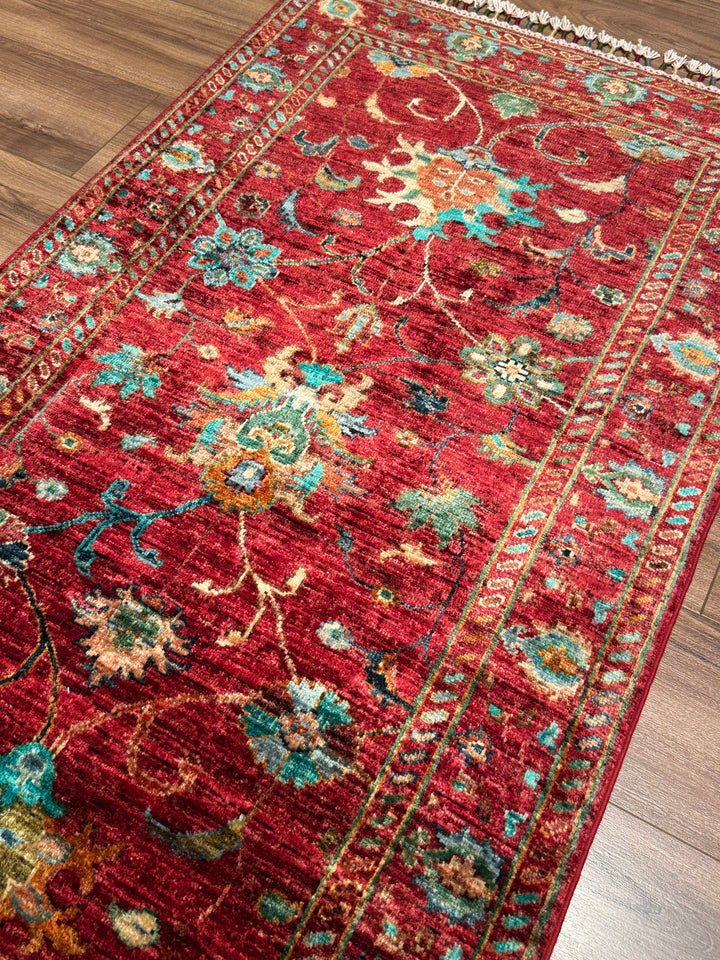 Sultani Binbirgece Yolluk Orijinal El Dokuması Kırmızı Kök Boya Yün Halı 0.81x238 1.93 Metrekare - 3x6 ft