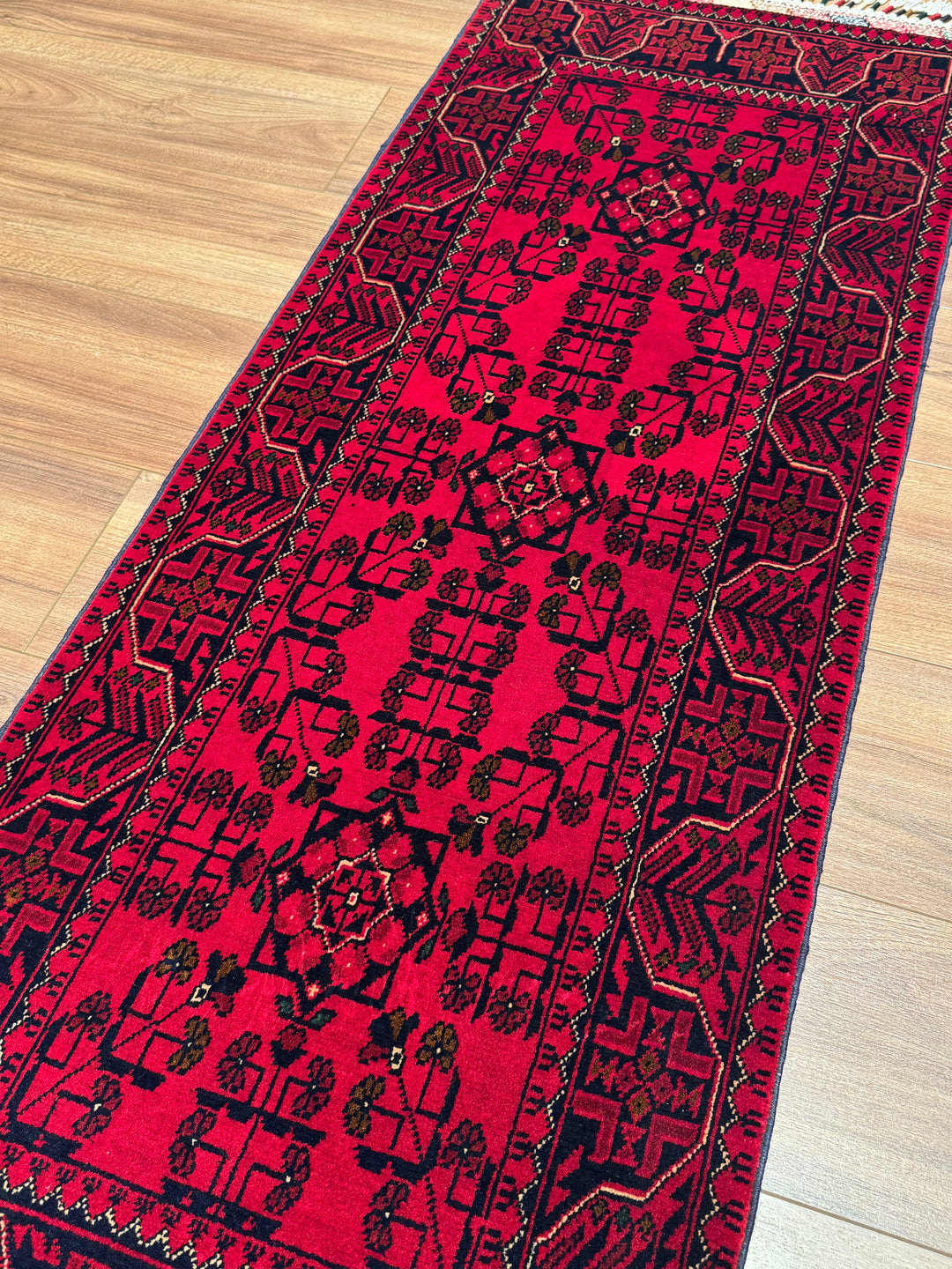 Afghan Rug Hamyap Runner Original Hand Woven Vegetable Dyed Wool 0.56x151 0.85 Square Meters - 2x4 ft