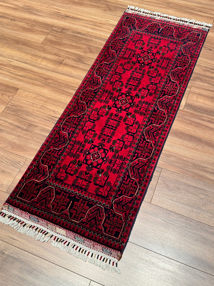 Afghan Rug Hamyap Runner Original Hand Woven Vegetable Dyed Wool 0.56x151 0.85 Square Meters - 2x4 ft