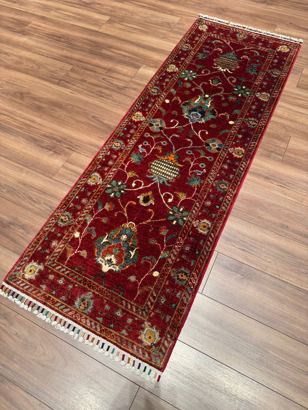 Sultani Binbirgece Yolluk Orijinal El Dokuması Kırmızı Kök Boya Yün Halı 0.73x209 1.53 Metrekare - 3x6 ft