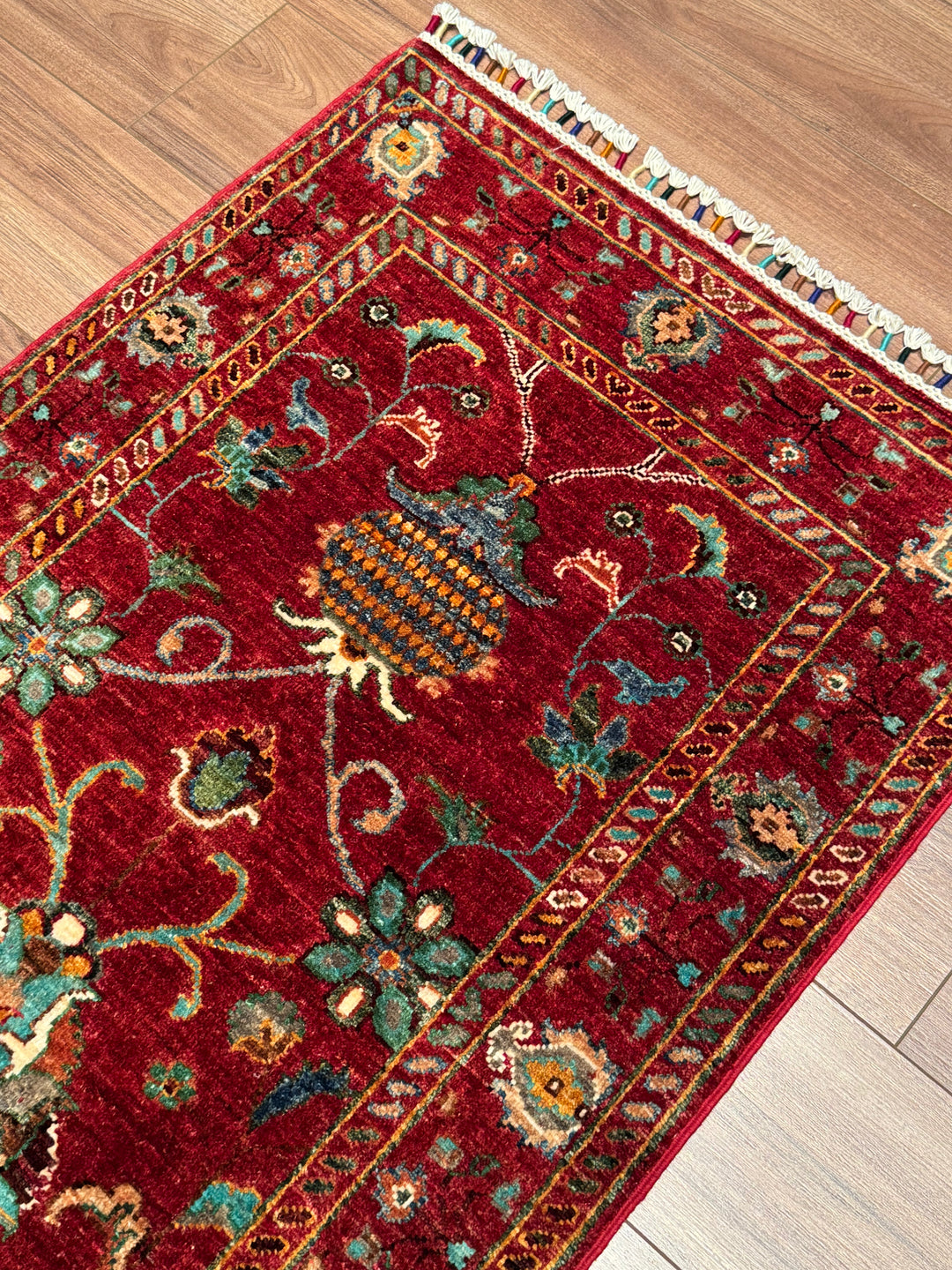 Sultani Binbirgece Yolluk Orijinal El Dokuması Kırmızı Kök Boya Yün Halı 0.73x209 1.53 Metrekare - 3x6 ft