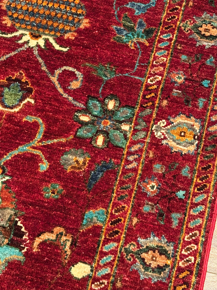 Sultani Binbirgece Yolluk Orijinal El Dokuması Kırmızı Kök Boya Yün Halı 0.73x209 1.53 Metrekare - 3x6 ft