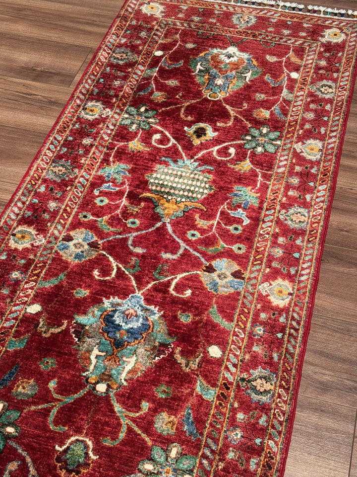 Sultani Binbirgece Yolluk Orijinal El Dokuması Kırmızı Kök Boya Yün Halı 0.73x209 1.53 Metrekare - 3x6 ft