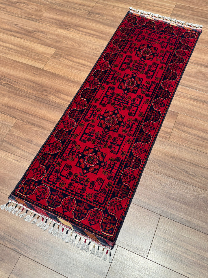 Afghan Rug Hamyap Runner Original Hand Woven Vegetable Dyed Wool 0.52x147 0.76 Square Meters - 2x6 ft