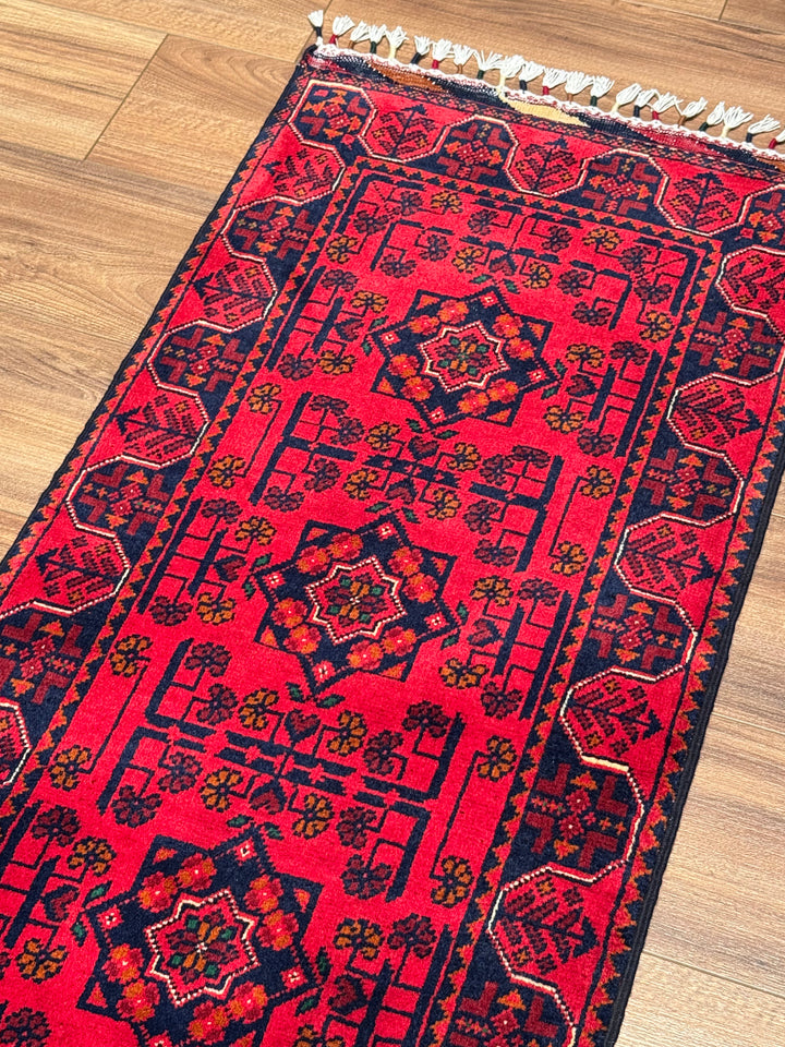 Afghan Rug Hamyap Runner Original Hand Woven Vegetable Dyed Wool 0.52x147 0.76 Square Meters - 2x6 ft