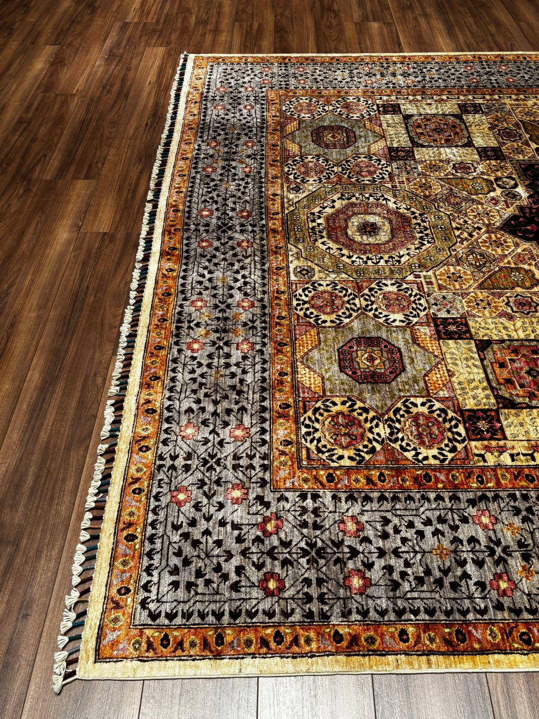 Memlük Orijinal El Dokuması Kahverengi Kök Boya Yün Halı 251x309 7.76 Metrekare - 8x10 ft