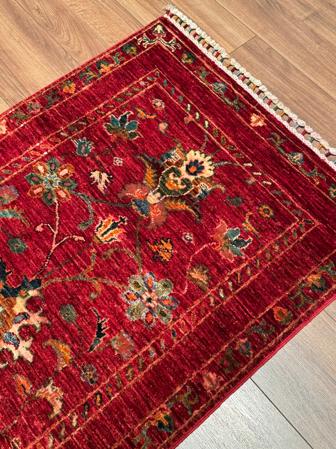 Sultani Binbirgece Yolluk Orijinal El Dokuması Kırmızı Kök Boya Yün Halı 0.76x196 1.49 Metrekare - 3x6 ft