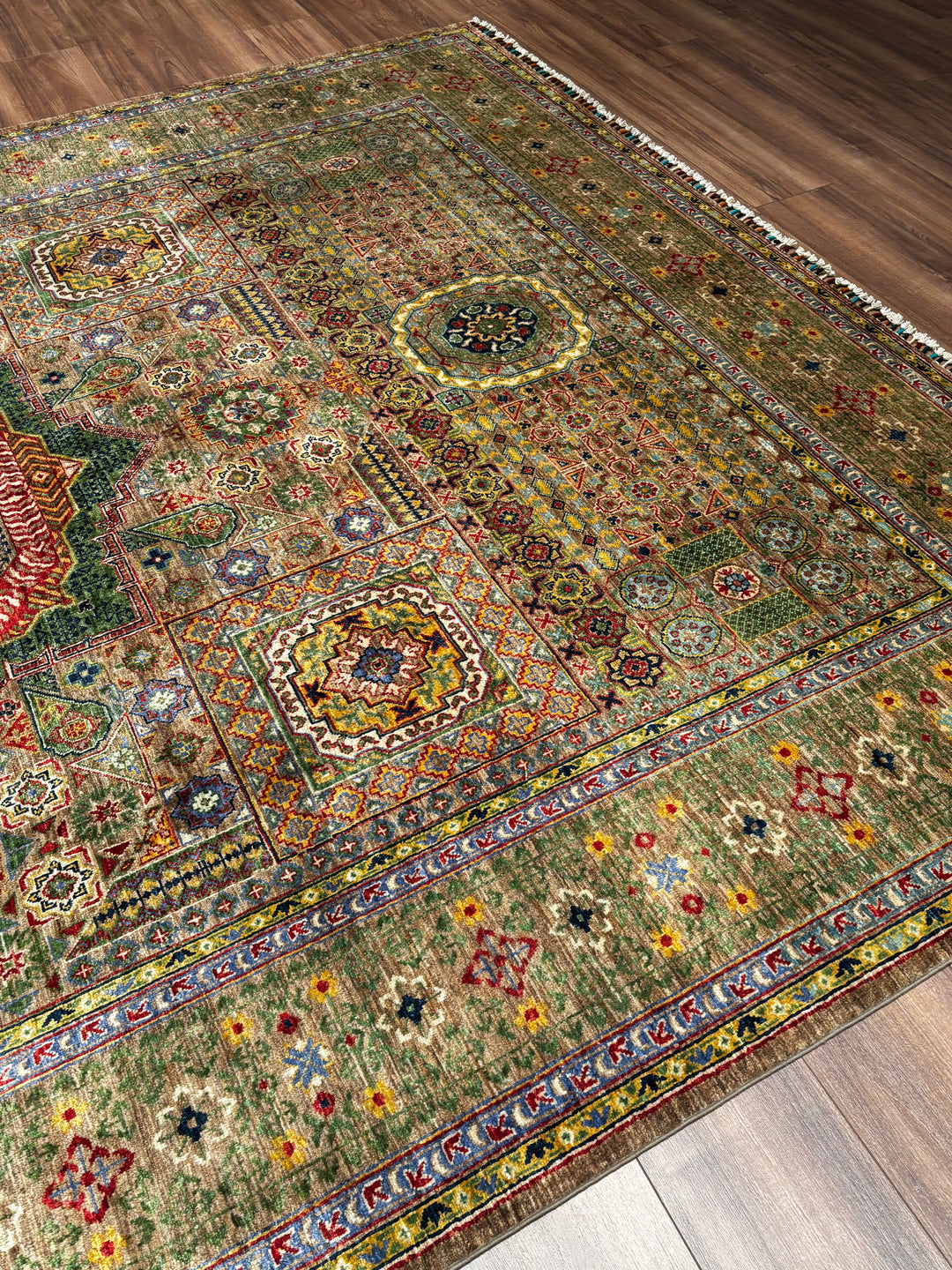 Memlük Orijinal El Dokuması Kahverengi Kök Boya Yün Halı 247x328 8.10 Metrekare - 8x10 ft