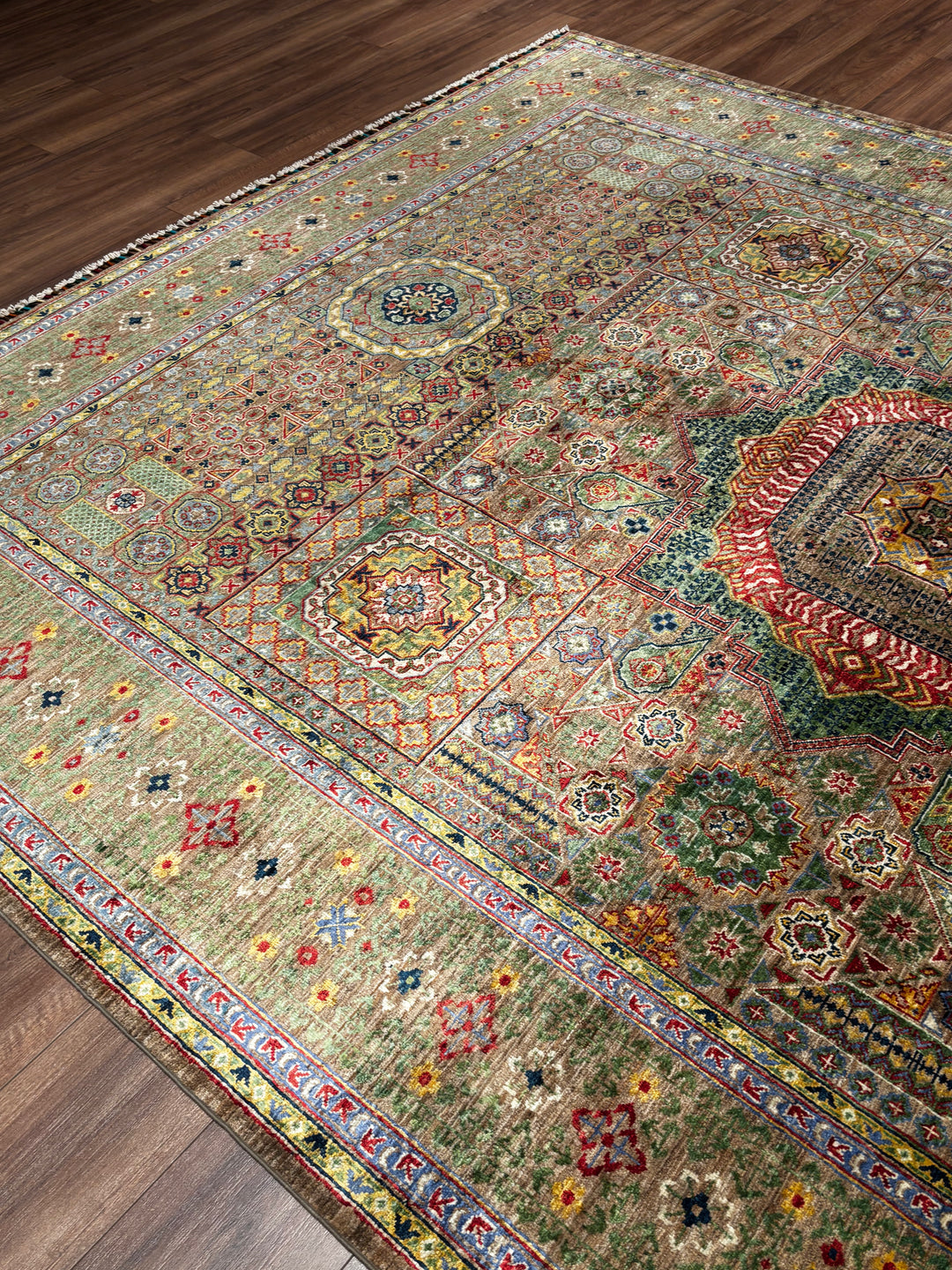 Memlük Orijinal El Dokuması Kahverengi Kök Boya Yün Halı 247x328 8.10 Metrekare - 8x10 ft