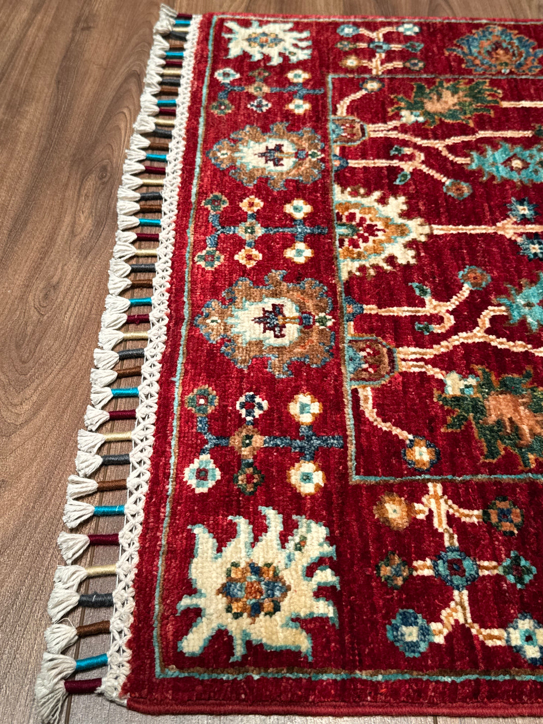 Sultani Binbirgece Yolluk Orijinal El Dokuması Kırmızı Kök Boya Yün Halı 0.73x235 1.72 Metrekare - 3x8 ft