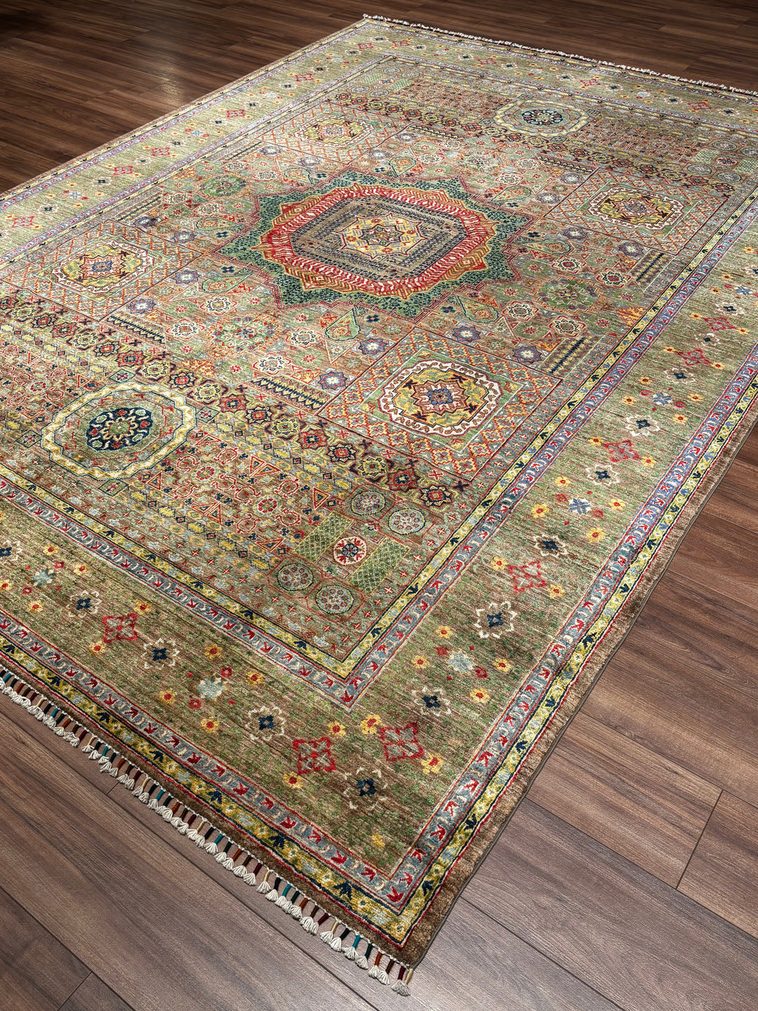 Memlük Orijinal El Dokuması Kahverengi Kök Boya Yün Halı 247x328 8.10 Metrekare - 8x10 ft