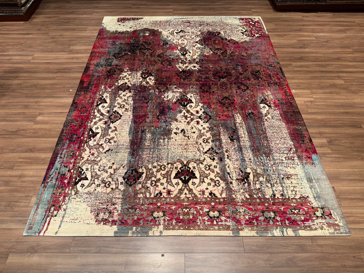 Oxidised Original Hand Woven Multi Wool Silk Carpet 268x364 9.76 Square Meters - 9x12 ft