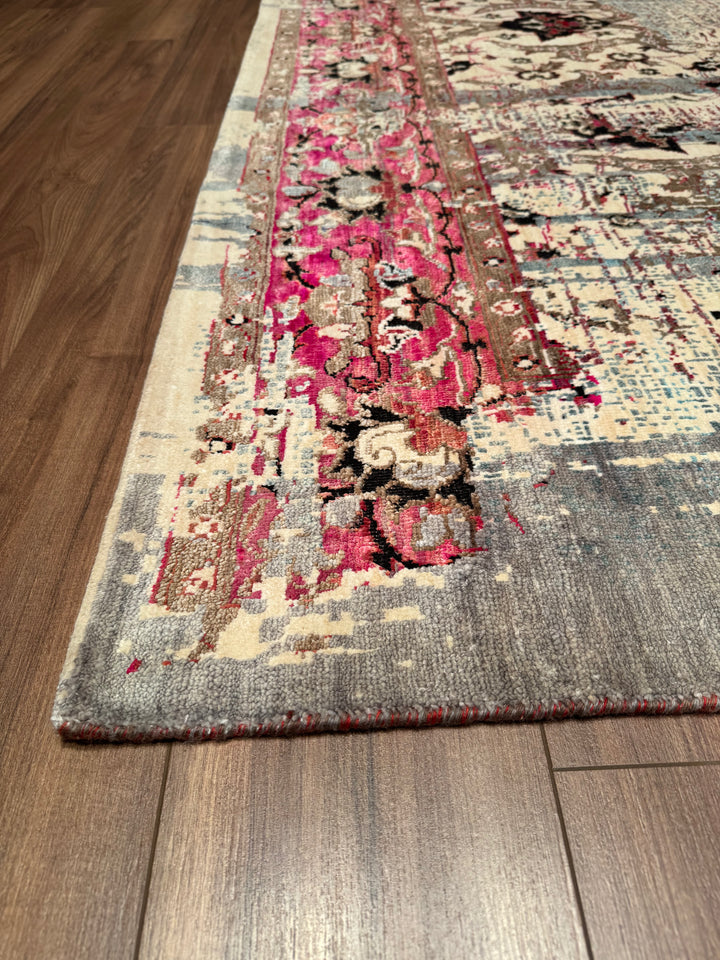 Oxidised Original Hand Woven Multi Wool Silk Carpet 268x364 9.76 Square Meters - 9x12 ft