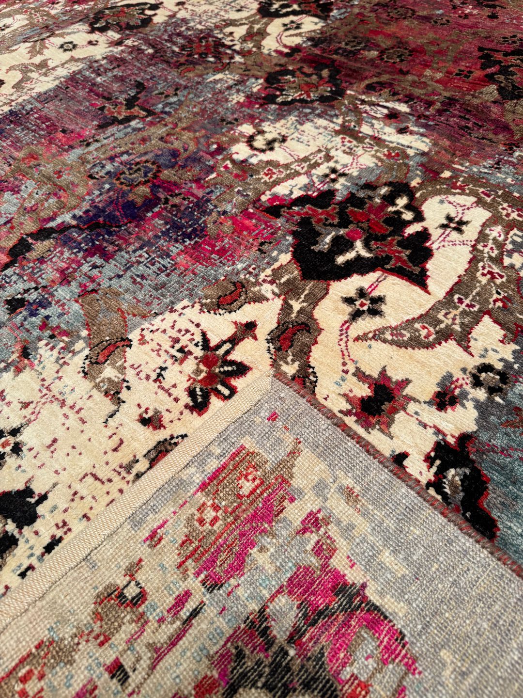 Oxidised Original Hand Woven Multi Wool Silk Carpet 268x364 9.76 Square Meters - 9x12 ft