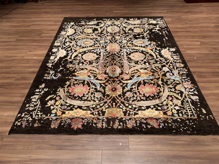 Oxidised Original Hand Woven Multi Wool Silk Carpet 185x275 5.09 Square Meters - 6x9 ft