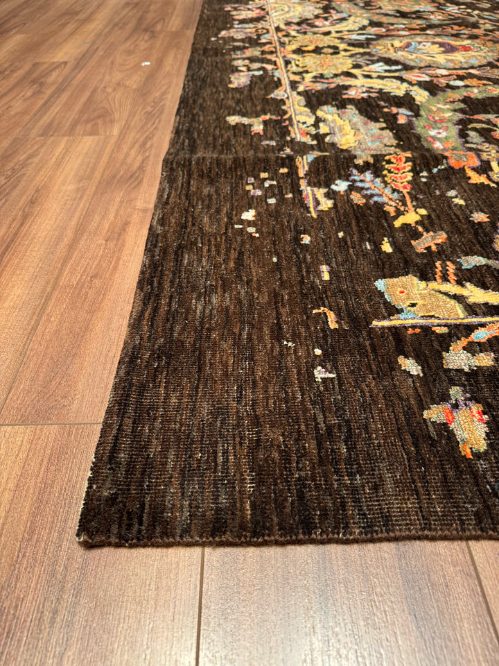 Oxidised Original Hand Woven Multi Wool Silk Carpet 185x275 5.09 Square Meters - 6x9 ft