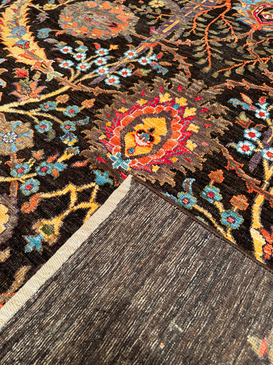 Oxidised Original Hand Woven Multi Wool Silk Carpet 185x275 5.09 Square Meters - 6x9 ft