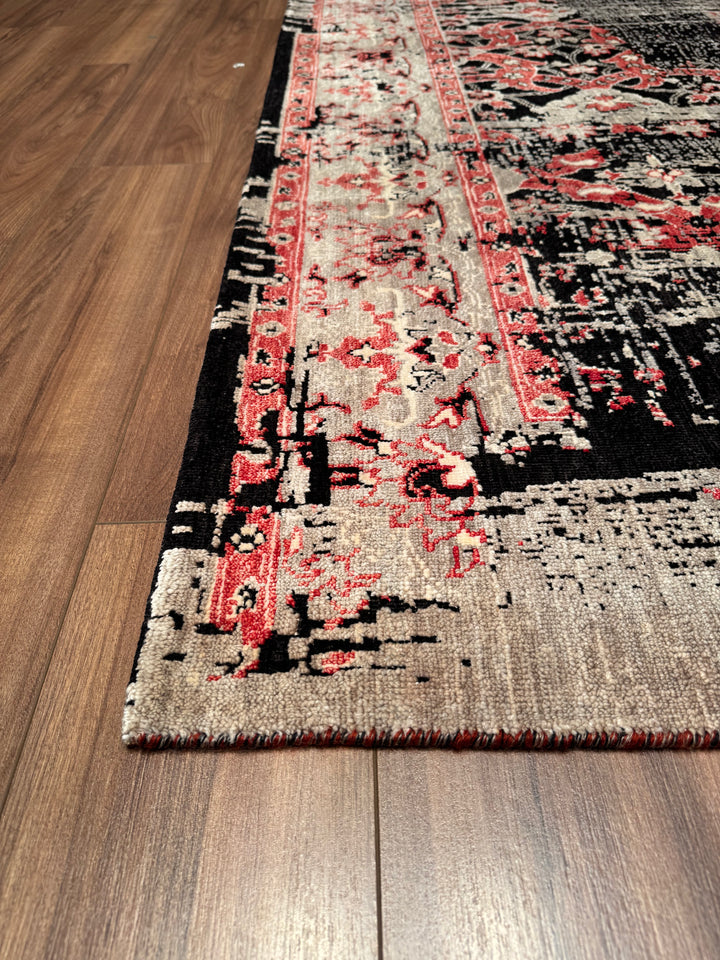 Oxidised Original Hand Woven Multi Wool Silk Carpet 248x306 7.59 Square Meters - 8x10 ft