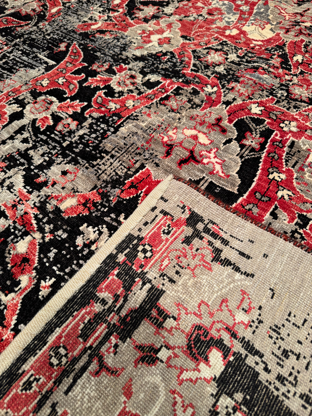 Oxidised Original Hand Woven Multi Wool Silk Carpet 248x306 7.59 Square Meters - 8x10 ft