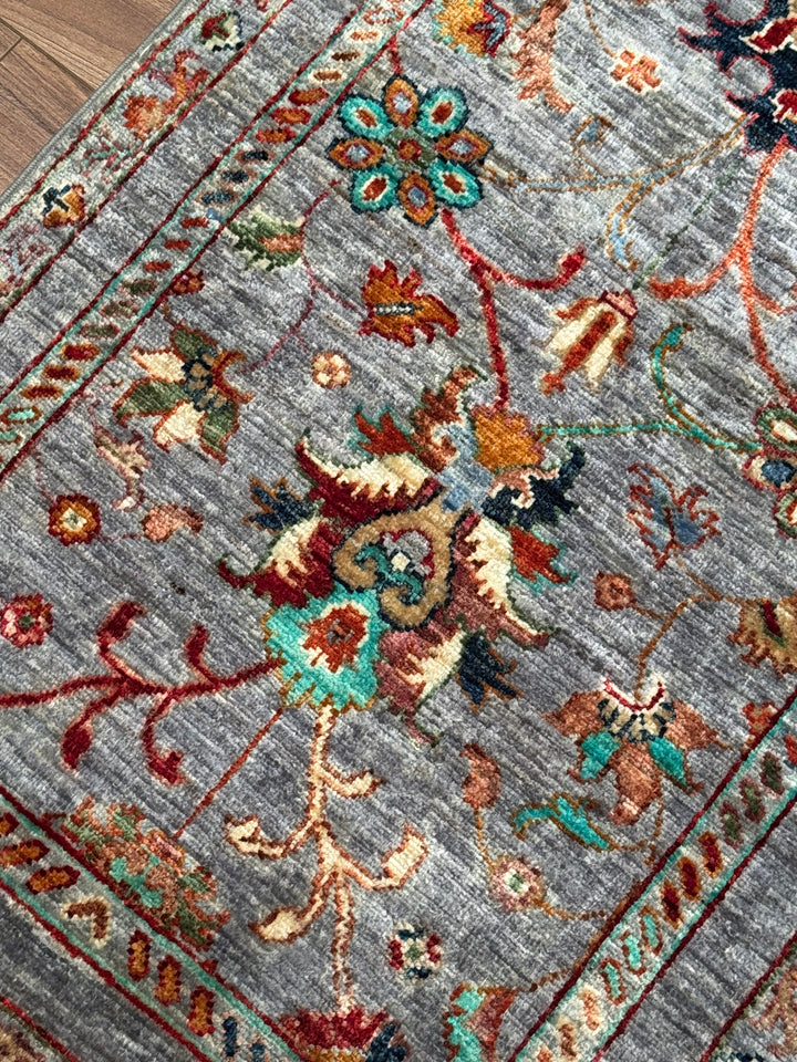 سجادة سلطاني بينبيرجيس رانر الأصلية المصنوعة يدويًا من الصوف الرمادي المصبوغ بصبغة الجذور 0.69 × 213 سم (1.47 متر مربع) - 3 × 7 قدم