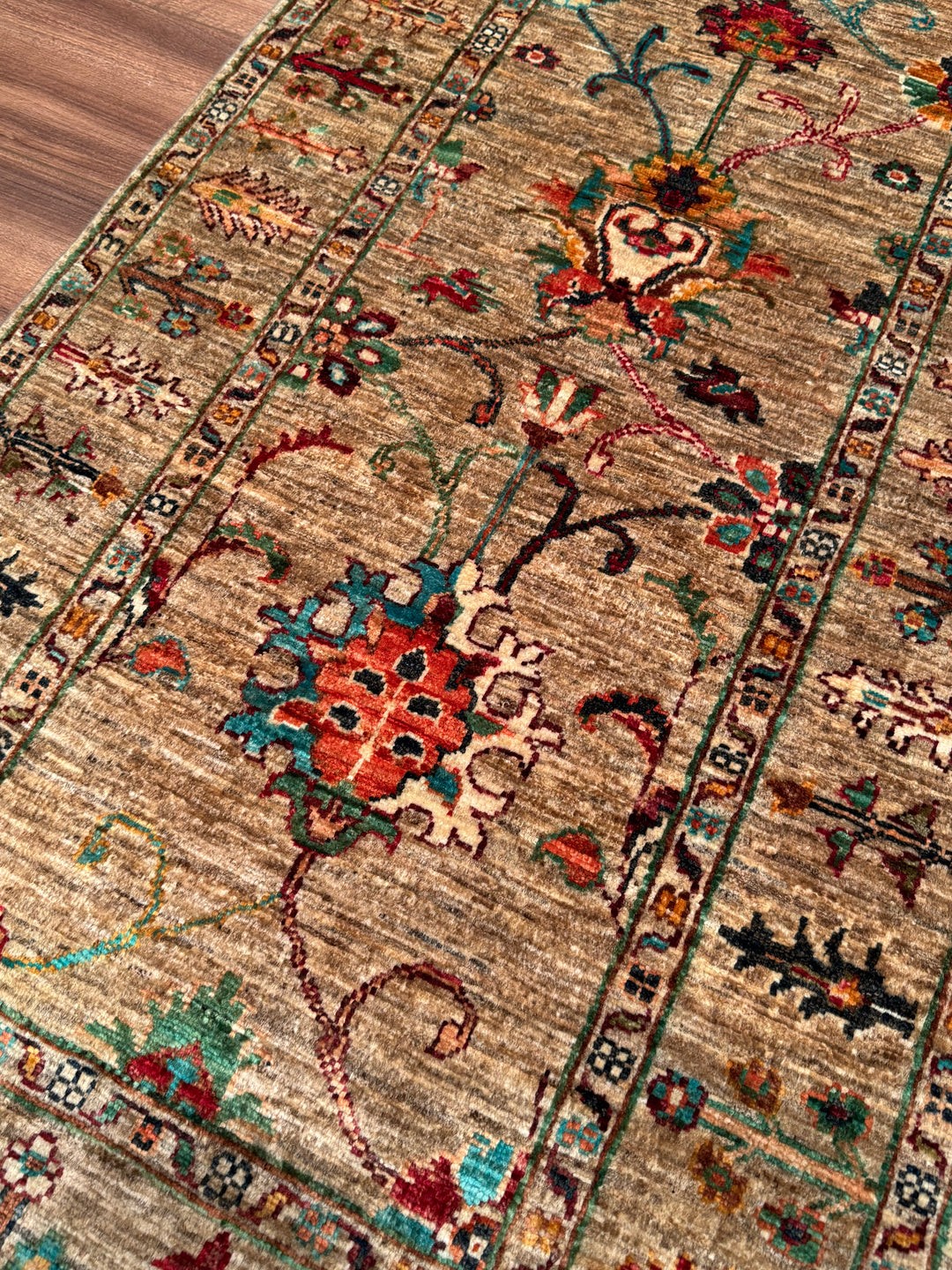 Sultani Binbirgece Yolluk Orijinal El Dokuması Bej Kök Boya Yün Halı 0.75x201 1.51 Metrekare - 3x6 ft